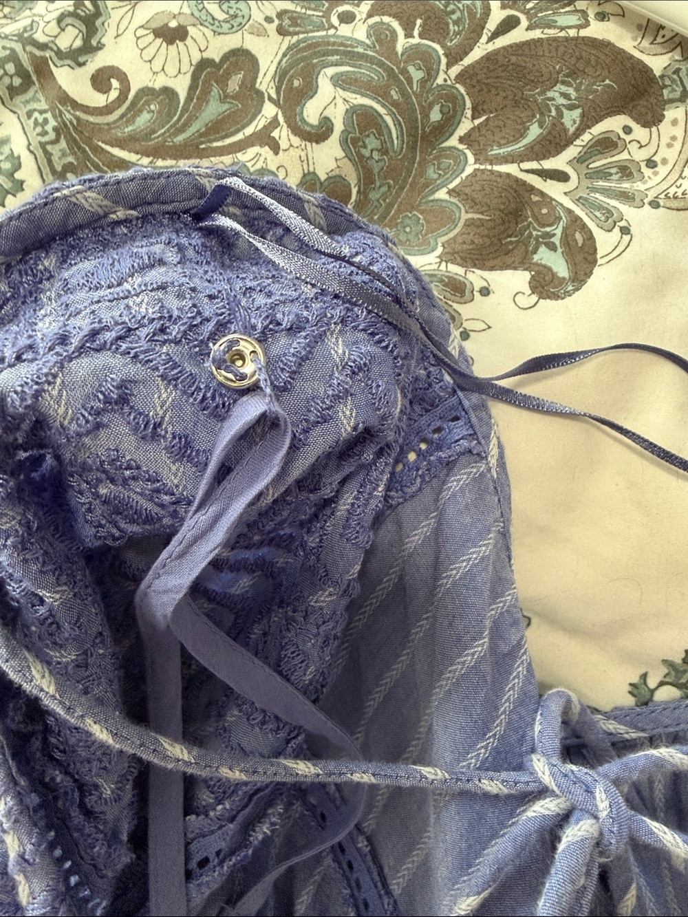 Free People Blue & White Striped Backless Tiered Dress - Picture 5 of 5